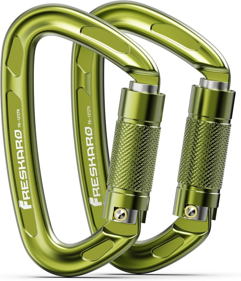 FresKaro 4inches 25kN-5621lbs Climbing Carabiners, UIAA CE Certified, Twist Auto Locking, Made of 7075 Aluminium, Lightweight, Rust Proof, for Mountaineering, Rappelling etc., Multi-Colors - Image 1